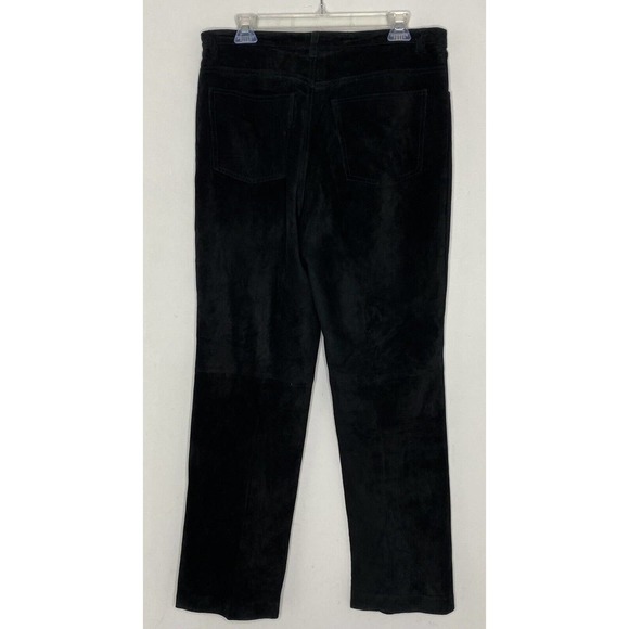 Nordstrom Black Suede Leather Straight Leg Pants Women's Size 12 K3 - Picture 7 of 7